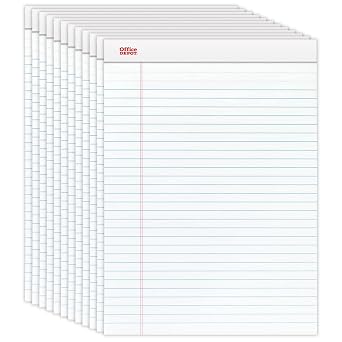 Office Depot Brand Perforated Writing Pads, 8 1/2"""" x 11 3/4"""", Legal Ruled, 50 Sheets,