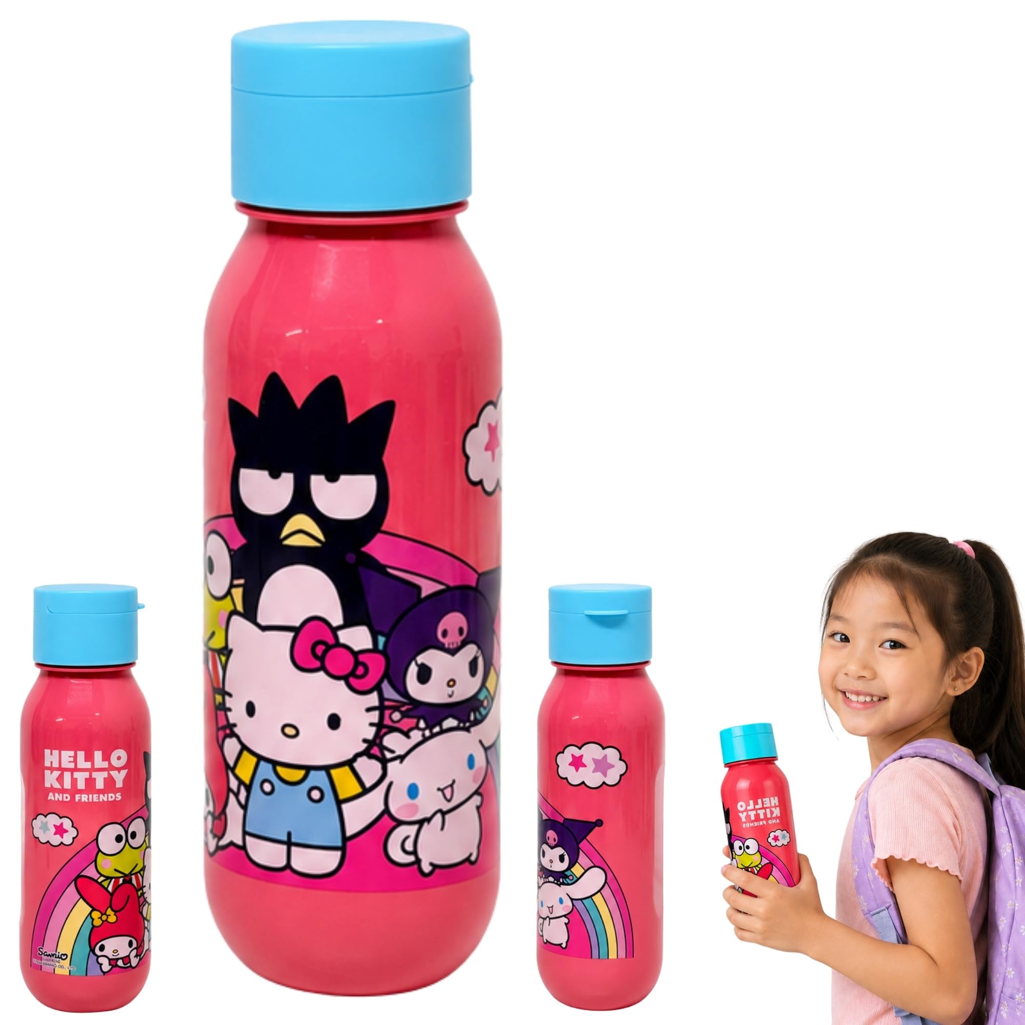 Hello Kitty & Friends 500ml Antibacterial BPA Free Kids Water Bottle Reusable Plastic Drinks Bottle for School Travel Girls