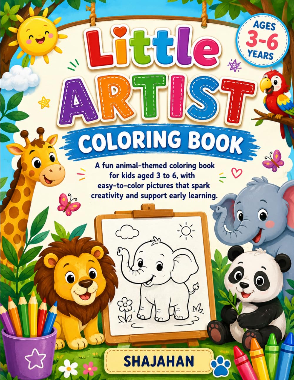 Little Animal Friends Coloring Book: Fun and Easy Animal Coloring Book for Kids Ages 3–6 | Cute Zoo, Farm, Ocean & Jungle Animals with Bold, Simple ... Toddlers, and Kindergarten Children