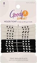 Goody Sport Ouchless Seamless Hair Elastics, 8 Ct, Gray & Black, Sport-Level Silicone Grip for Active Lifestyles, Damage-Free Wear Ties, Styling Accessories for Women & Men, All Hair Types