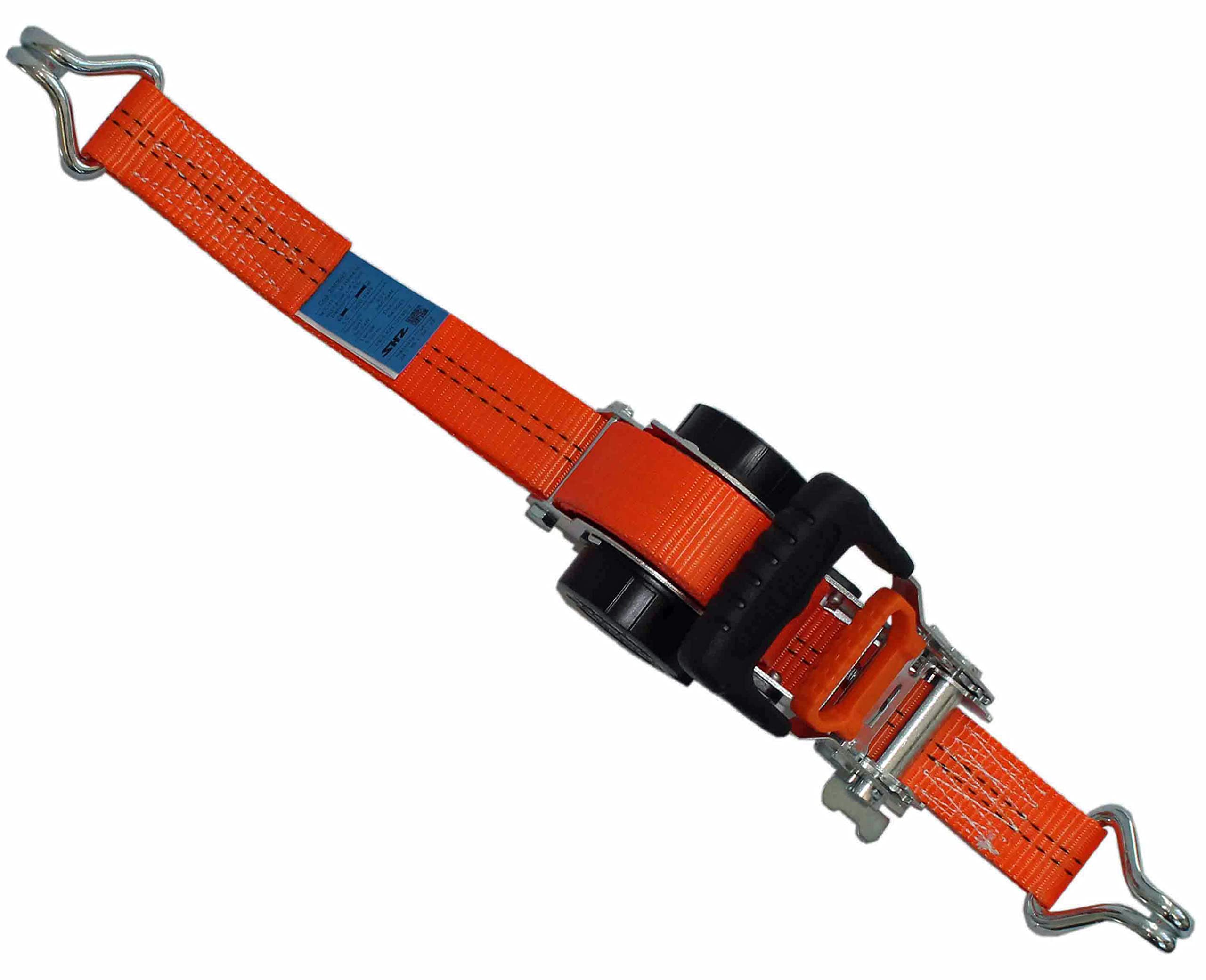 4 x Automatik Spanngurt/Automatischer Zurrgurt Spitzhaken 5,0 m x 35mm 1.000 daN / 2.000 daN (i.d.Umr.) selbstaufrollend (65) orange