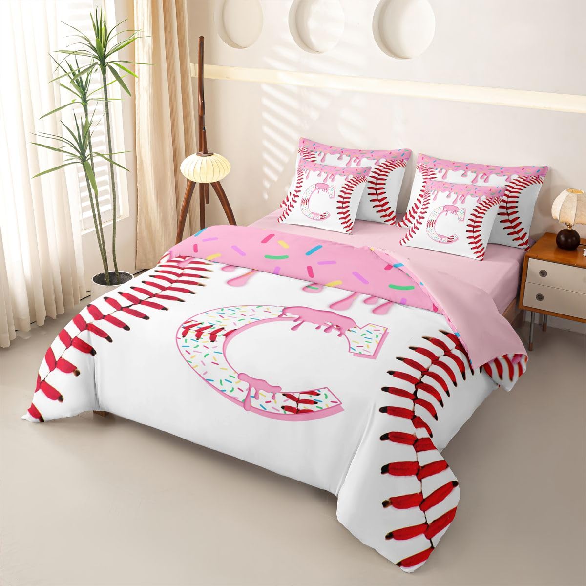 Homewish Baseball Anfangsbuchstabe C Bettwäsche 155x220 7teilig