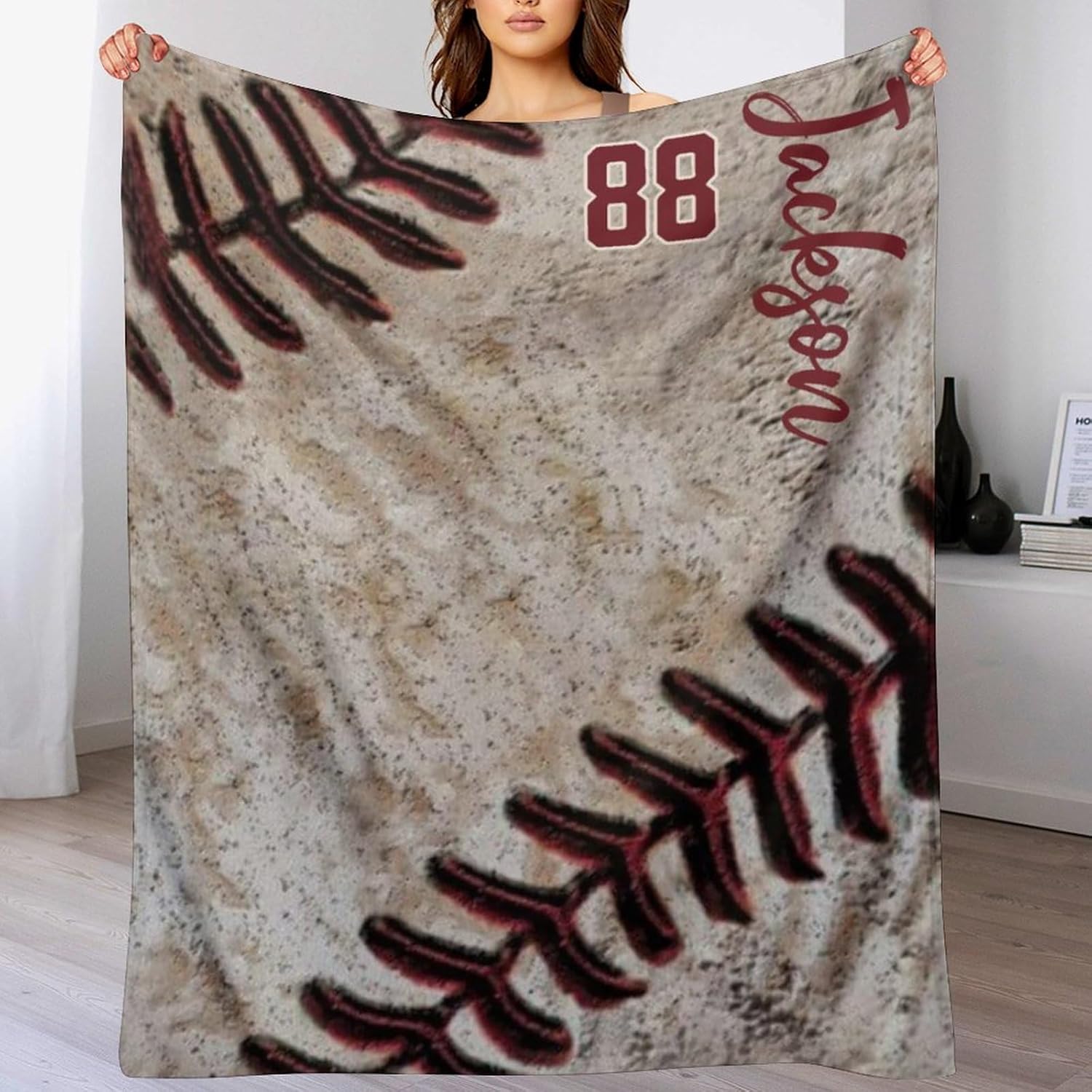 Custom Flannel Baseball Blankets Personalized Add Name