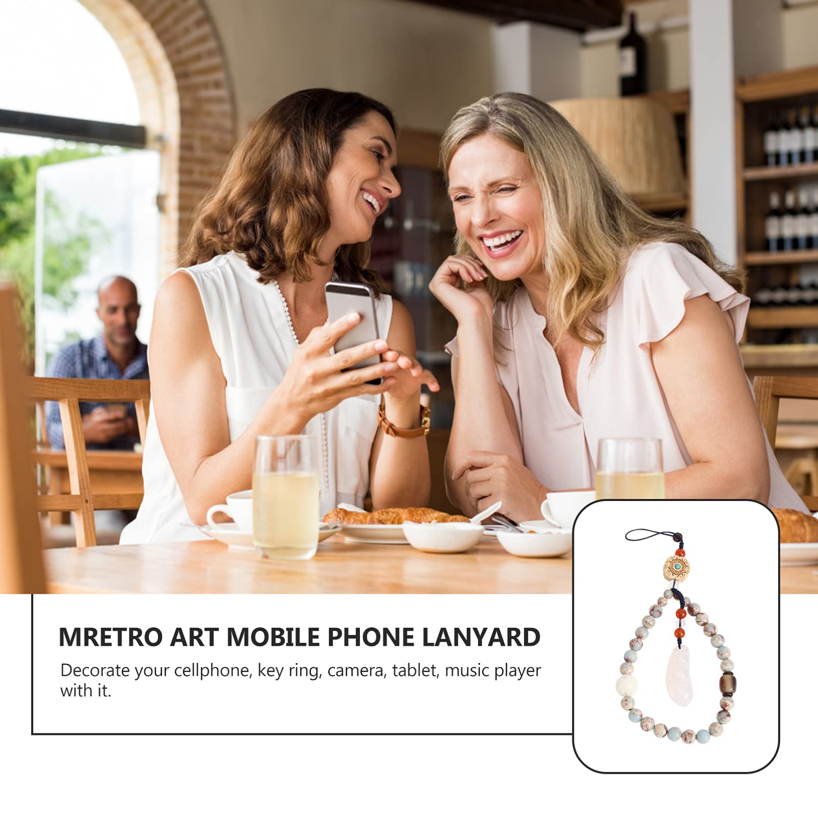 Uonlytech Cadena De Telefonía Móvil Correa Para Celular Correa De Muñeca Del Teléfono Encanto De Teléfono De Plata Encanto Del Teléfono Móvil Teléfono Retro Piedra Shoushan