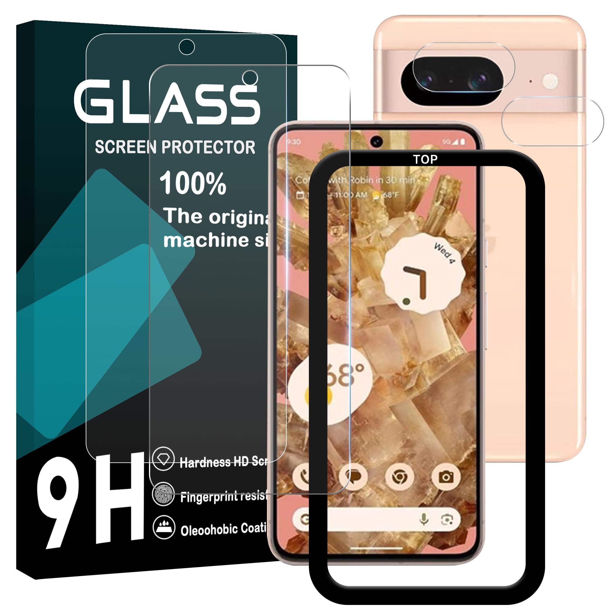 対応 Google Pixel 8A 5G フィルム 指紋ロック解除対応 ガイド枠付き 【2+2 枚セット-AGC旭硝子 - 高 品質】 対応 Pixel 8a ガラスフイルム 【2枚】+ レンズフィルム 【2枚】 ピクセル8a 液晶保護フィルム 強化ガラス さらさら ガラス レンズ保護フィルム ケース 【 日本旭硝子素材採用 硬度9H 耐衝撃 飛散防止 超薄 厚さ0.26mm 気泡ゼロ 3D Touch対応 高感度 撥油性 指紋防止 超耐久 ラウンドエッジ加工 】
