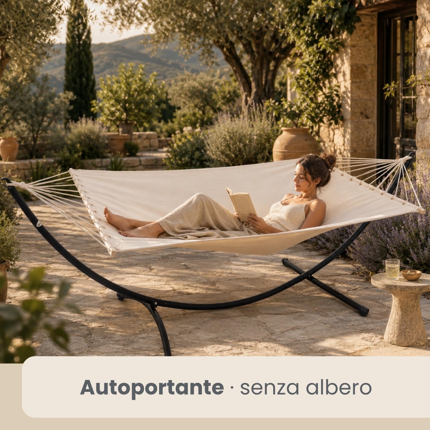 AMANKA 300 x 100 cm, telaio per amaca da esterni, fino a 120 kg, resistente alle intemperie, in metallo, per altalena, per amaca