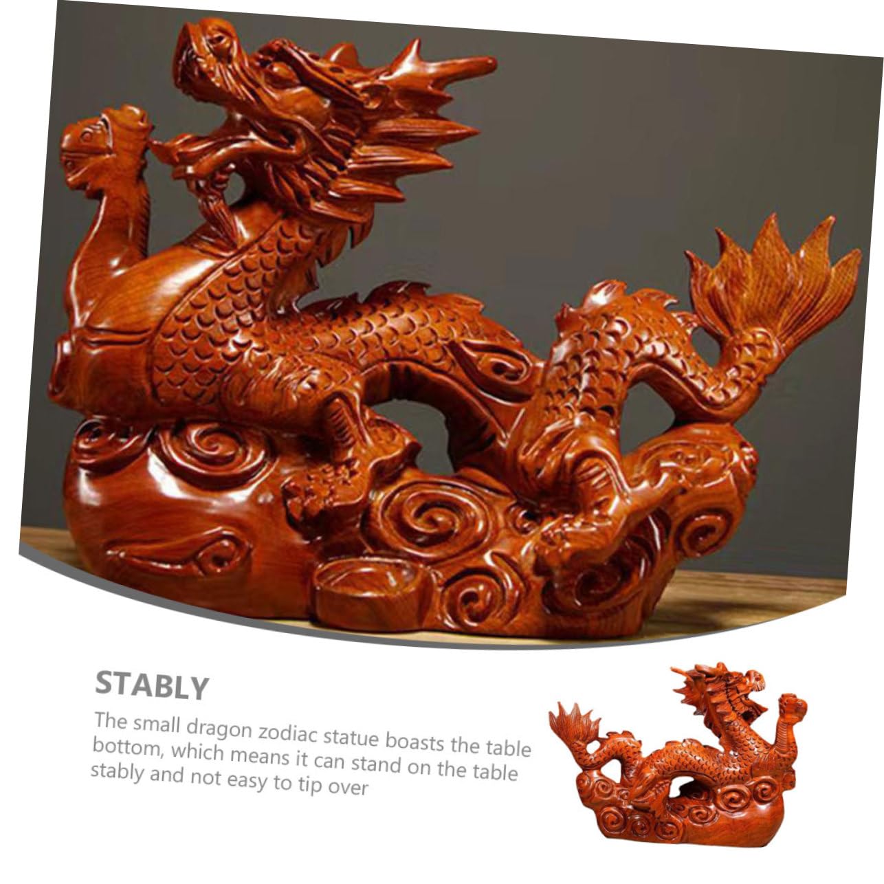 Amazon.co.jp: NUOLUX 木製竜像 木彫りドラゴン飾り 精巧細工 祝福の