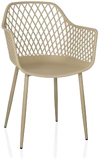 Silla de Concha con reposabrazos, Resistente a la Intemperie Silla de plástico BEGIO L para Interior y Exterior de jardín, Patio o Comedor, Beige