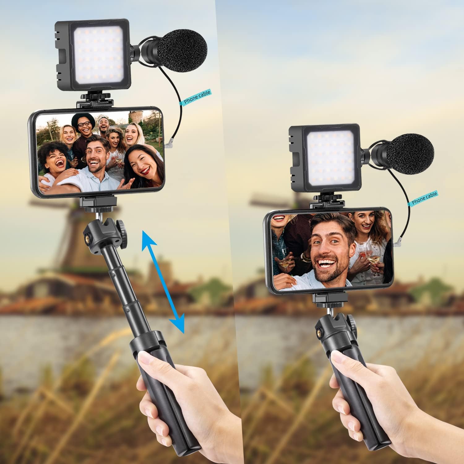 Blасk Frіdау - 80% оƒƒ Sutefoto Smartphone Vlogging Kit, Phone Vlog Kit for Starter Kids Video Recording YouTube Tiktok Fitness Yoga with 2800-8500k Light & Diffuser + Microphone + Tripod + Phone Clip + Extension Pole