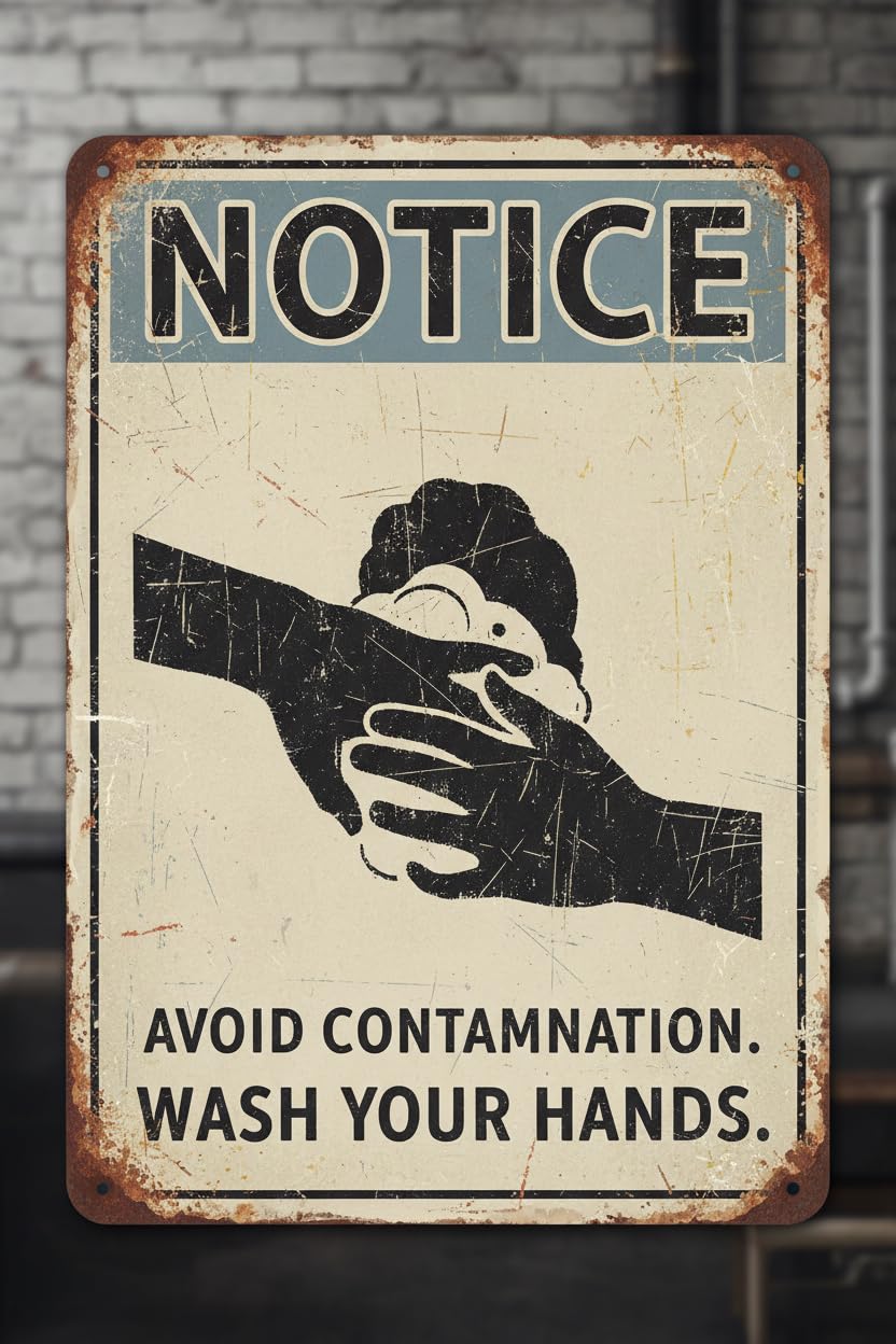 Wall Decor Ansi Notice Safety, Avoid Contamination - Wash Your Hands - Social Distancing Sign Metal Sign 8 X 12 Inches Clear Signage For S, Fences Vintage Signs Aluminum Plates Printed
