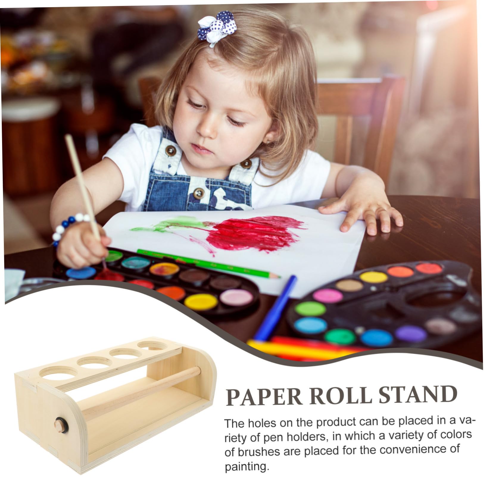 minkissy Cavalletto in Legno Semplice e Generoso Porta Rotolo di Carta da Disegno Facile da Usare e Superficie Liscia per Attività Artistiche Creative per Ragazzo Ragazza