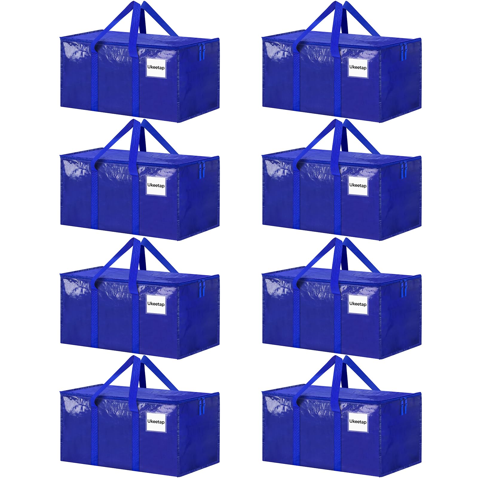 8 Pack Extra Large Heavy Duty Moving Bags Blue Storage Bins with Lids Reinforced Handles Heavy-Duty Zippers Moving