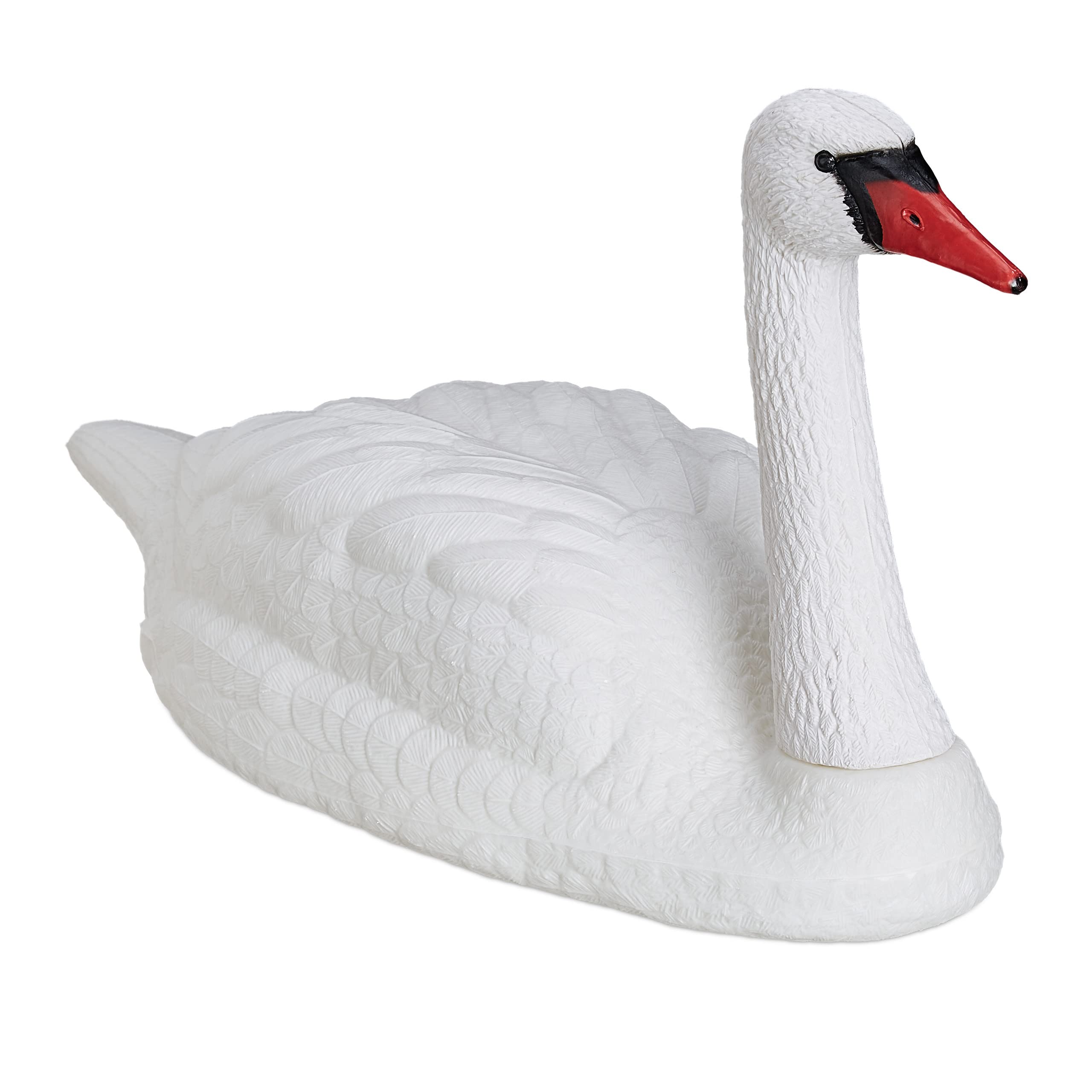 Relaxdays Set de 2 Cisnes Decorativos para Estanque, Nadando, para Atar, Plástico, Resistente Intemperie, Adorno XXL, Blanco