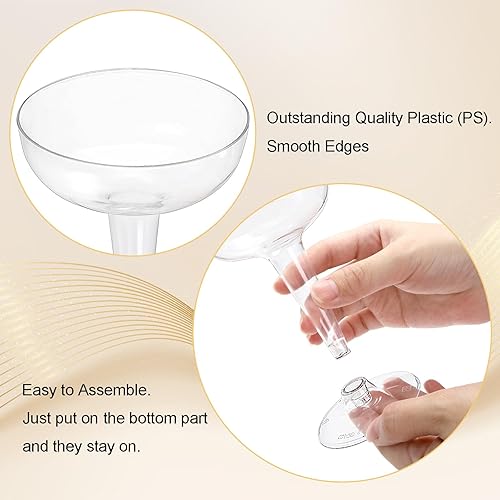 Miniatura 3 de Hacaroa Paquete de 75 copas de champán de plástico, copas de champán de 4 onzas, vasos de cóctel desechables para fiestas, tazas de postre para