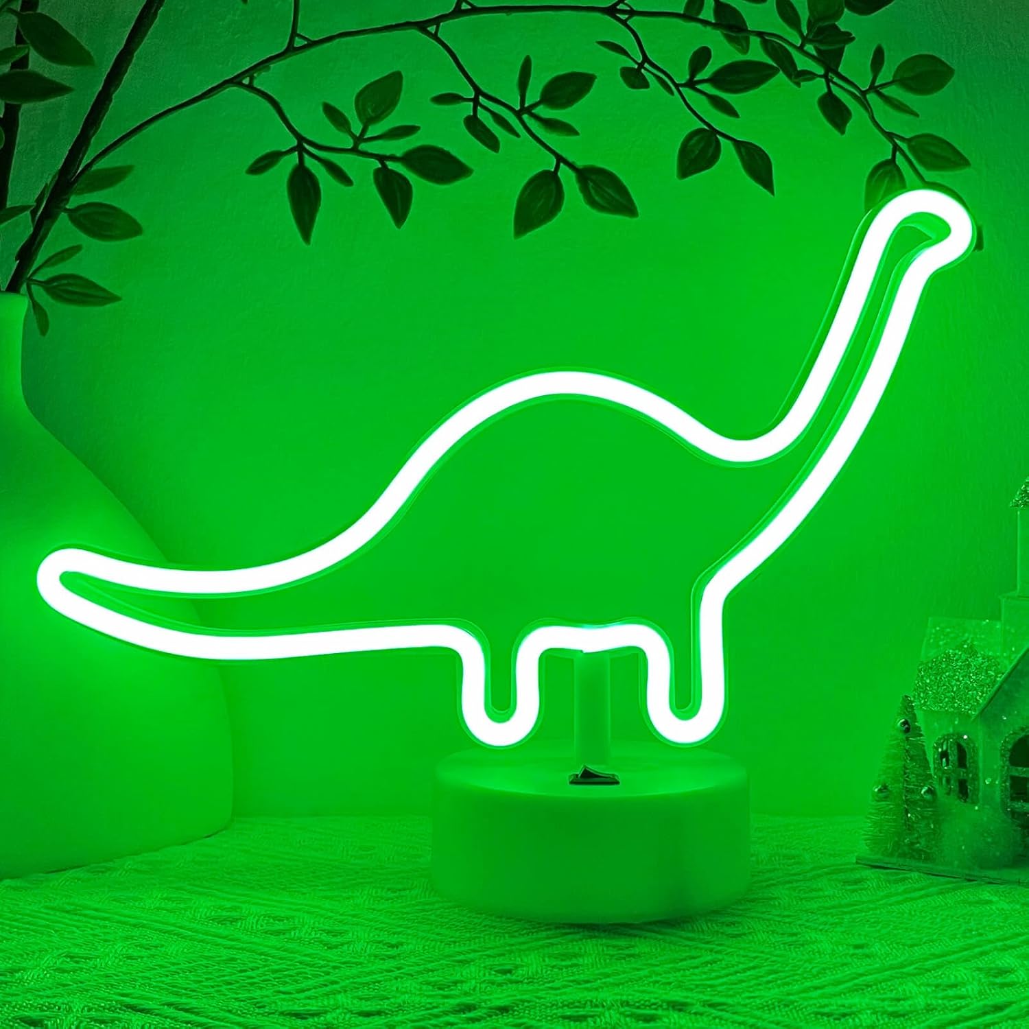 Dinosaur Neon Sign Dino Light Green LED Dinosaur Neon Light Room Decor for Boys Room Kids Girls Bedroom Nursery, Classroom Table Desk Stand Night LED Sign Toddlers Present Christmas Birthday - Image 7