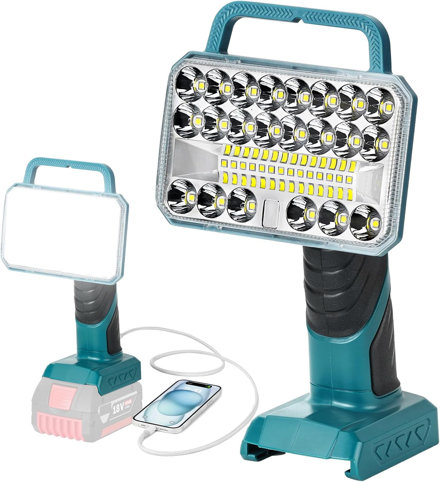 Cordless LED Work Light for Bosch 18V Battery, 2000LM Portable Handheld Flashlights Tool with USB Port and 3 Brightness Modes for Camping, Fishing, Job Site, Indoor & Outdoor Use