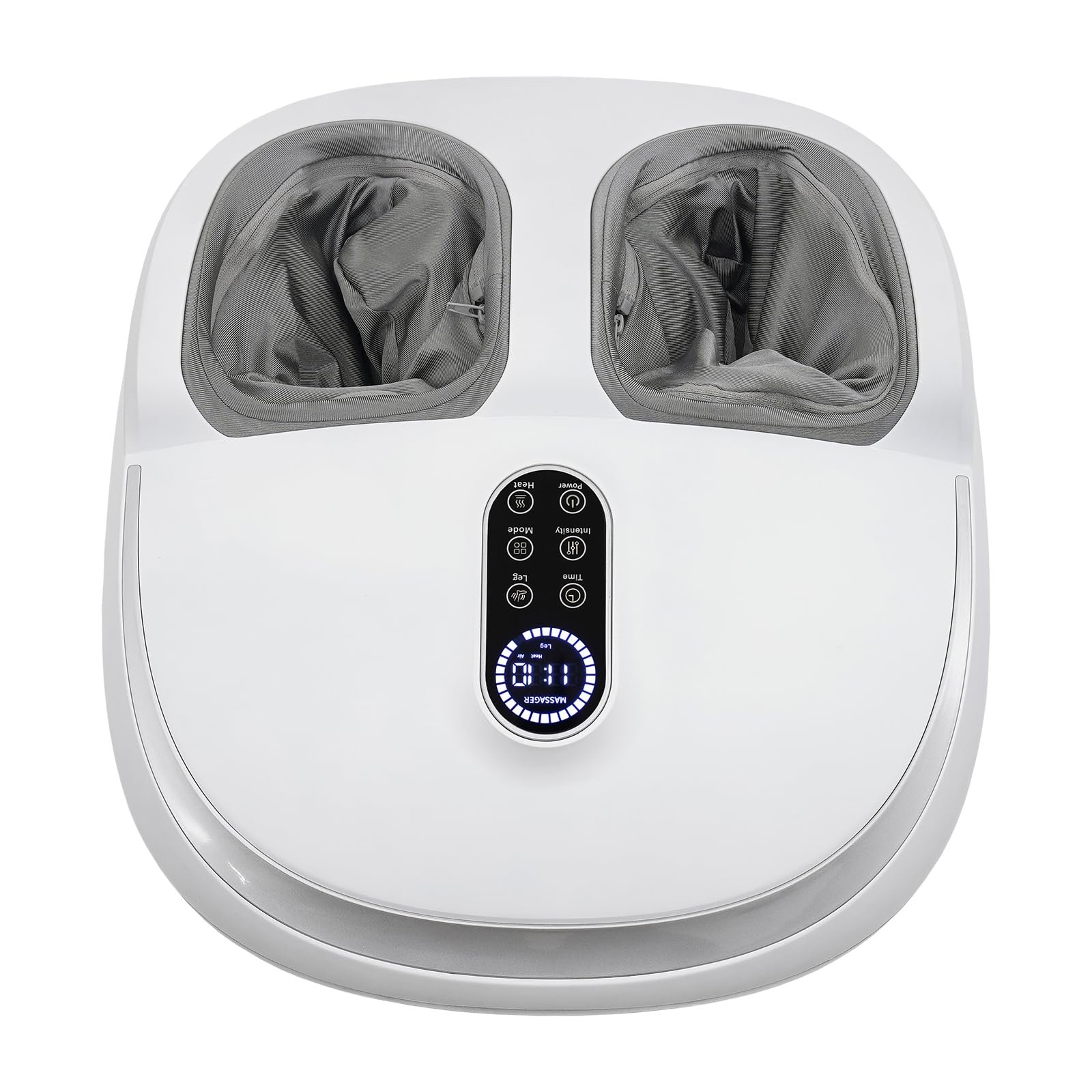 Appareil de massage des pieds, avec chaleur et minuterie, 5 modes et 9 intensités, 12 airbags pour pieds et mollets, télécommande, pour la maison, le bureau, les personnes âgées, blanc