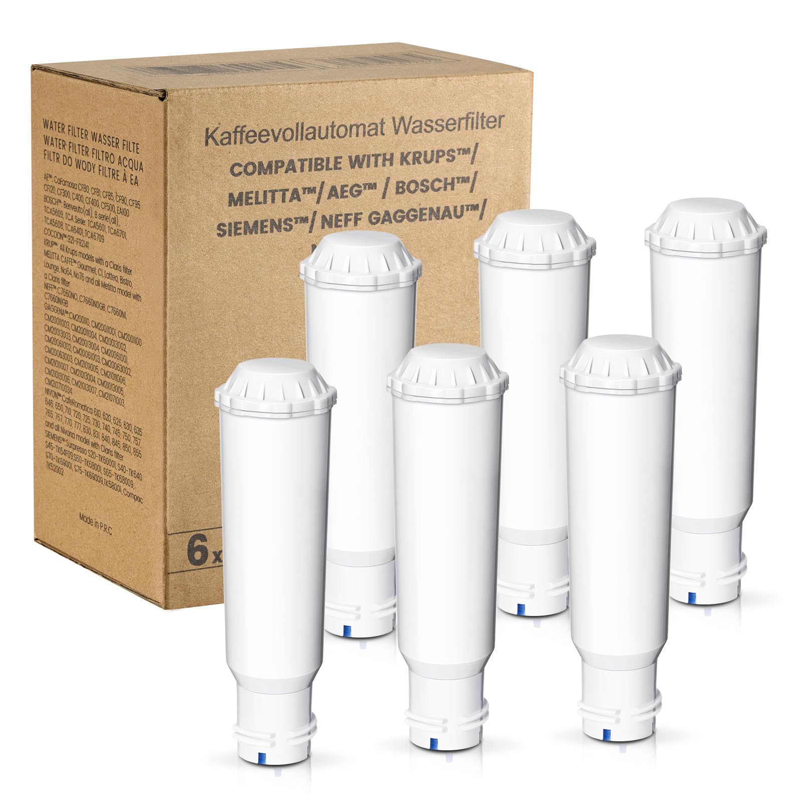 Mutital 6er-Pack Kaffeemaschinen-Wasserfilter, Ersatz für Melitta Wasserfilter,F088 Krups, Nivona Café Romatica, Kompatibel mit Krups EA829S, Jura, Melitta Pro Aqua Barista TS und Mehr (6)