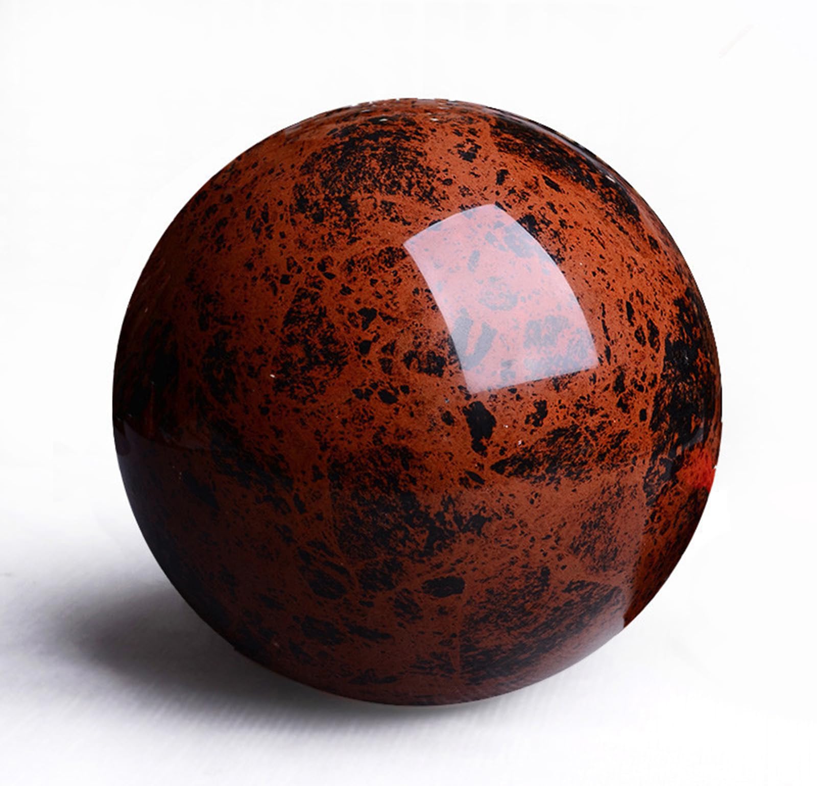 BHBHCPZGR Red Black Obsidian Sphere,Crystal Gemstone Sculpture Figurine with Stand,Decorative Ball for Home Decor, Feng Shui,5~6cm