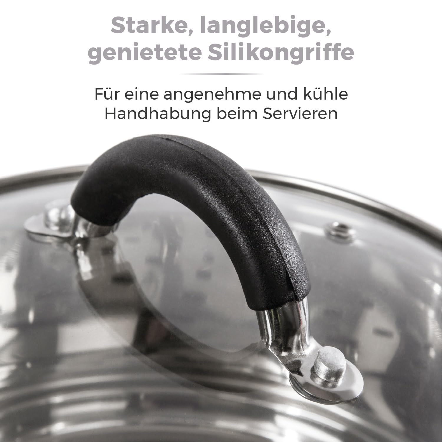 Tower T80836 Essentials Dampftopf Induktion - Dampfgarer Topf 3-Lagig mit Glasdeckel und Silikongriffen - Kartoffeldämpfer Dampfgarer Edelstahl mit Polierter Hochglanzoberfläche 18 cm - Silber