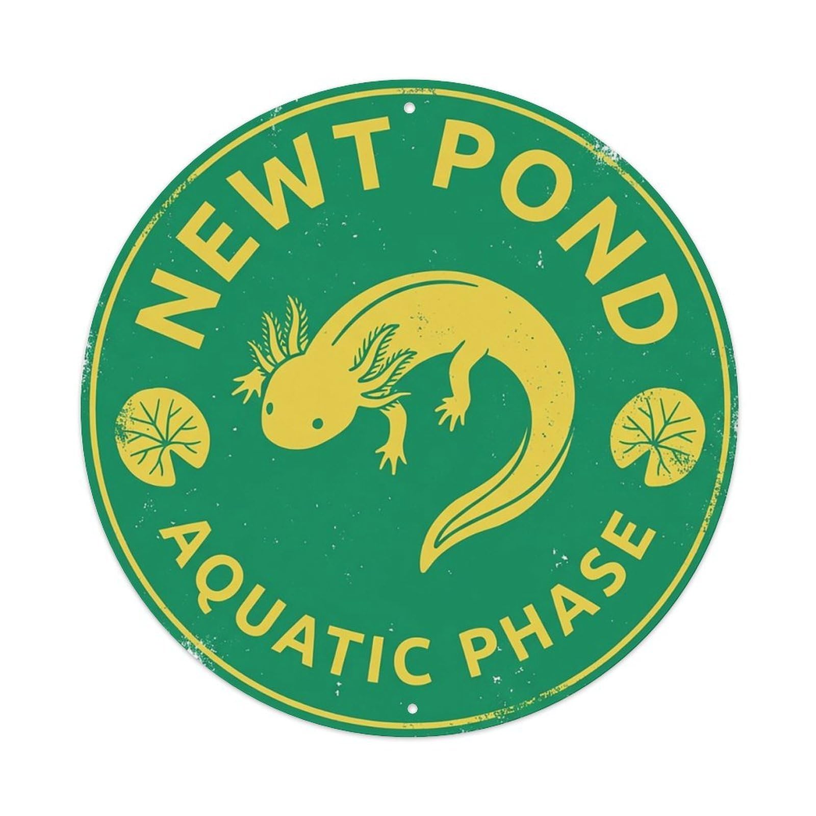 Cxhjca 8X8inch(20X20cm) Newt Pond Aquatic Phase Metal Tin Sign