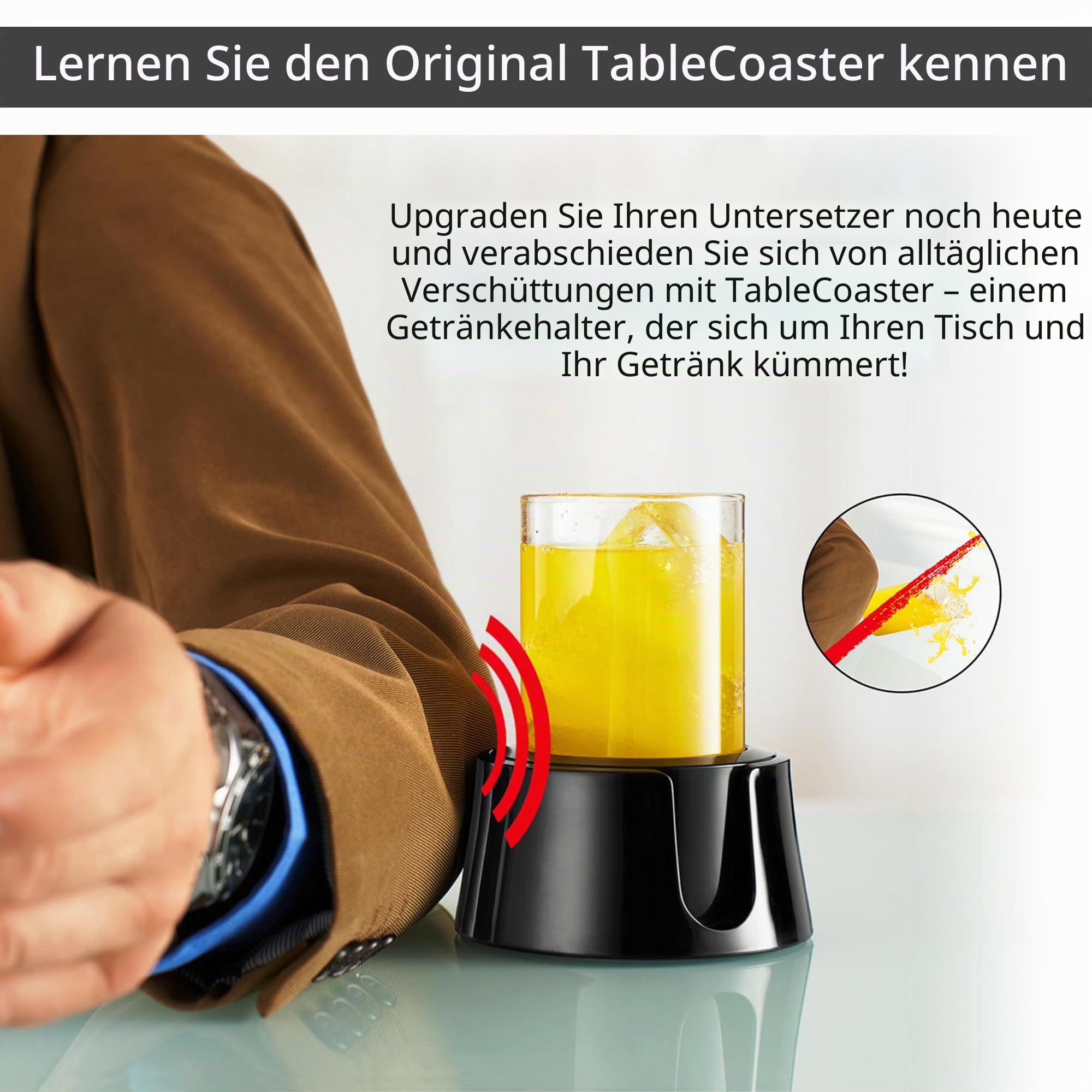 TableCoaster - Der ultimative Anti-Verschütten-Getränkehalter, Tiefschwartz