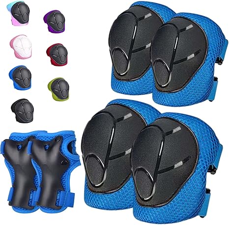 Kids/Youth Knee Pads Elbow Pads for 3-14Years Boys Girls 6 in 1 Kids Protective Gear Set Adjustable for Skating Cycling Bike Rollerblading Scooter Roller Skates