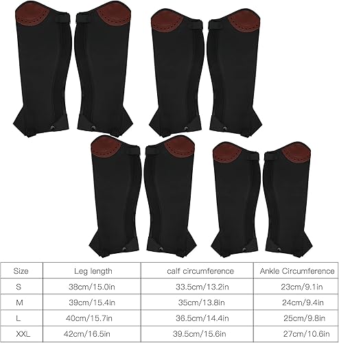 Miniatura 7 de Polaina para montar a caballo, 2 piezas de cuero para montar a caballo, medias ranuras de equitación, protector de pierna para adultos (L)