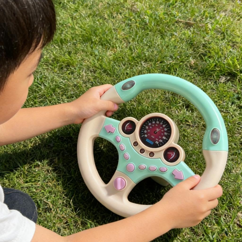 Simulazione Volante Giocattolo Volante per Bambini con Sensori di Movimento Funzione di Guida Simulata E Musica Adatto per Gioco di Ruolo Regalo, Rosa