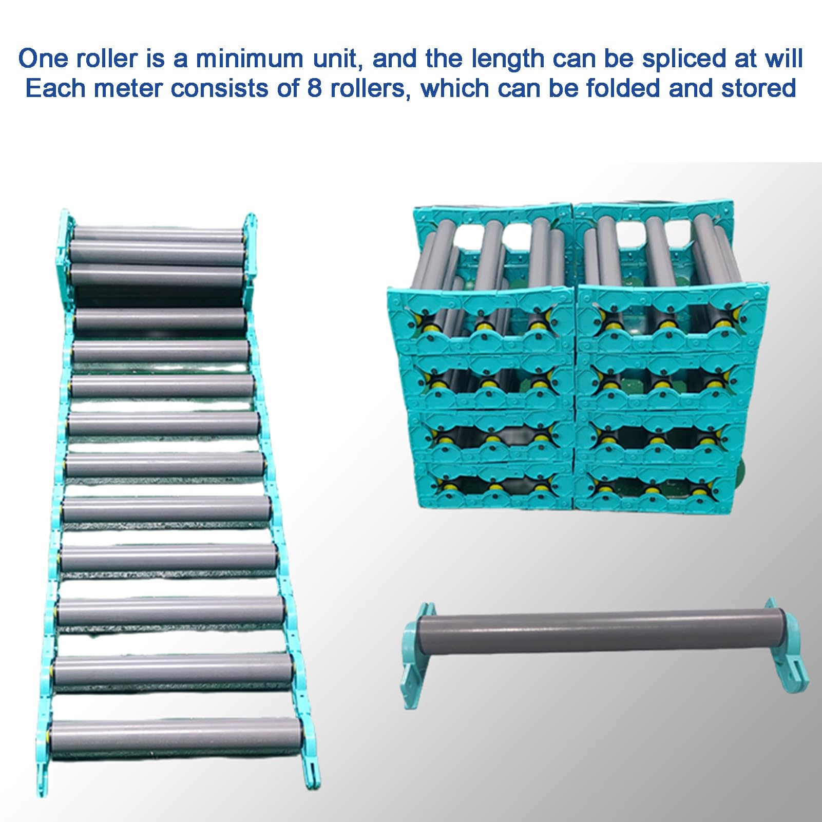 Kit de cinta transportadora industrial de PVC, transportador de rodillos extensible, transportador recto de doble rodillo no alimentado para almacenes y fábricas (100 x 50 cm)