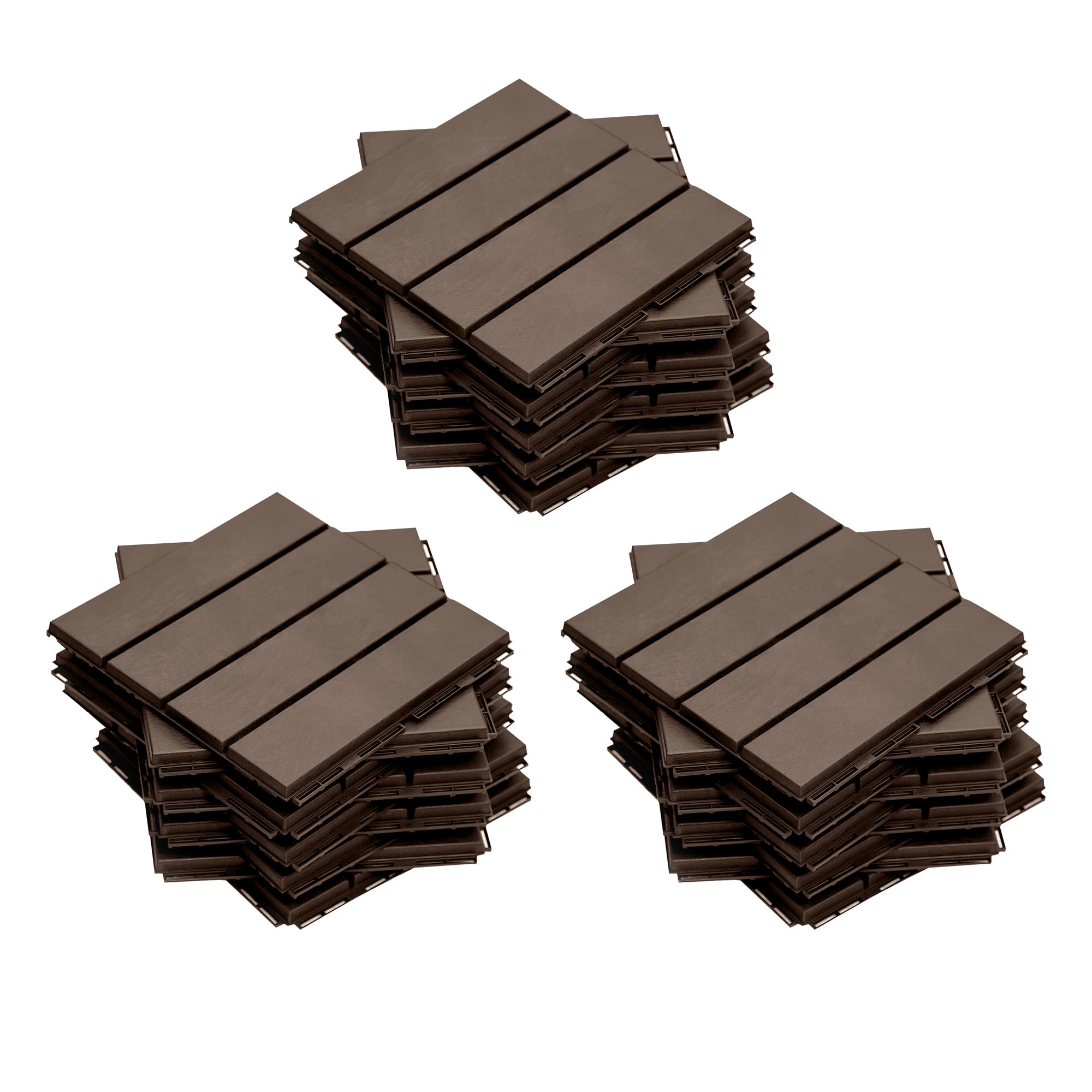 SHPAI Plastic Interlocking Deck Tiles, 27 Pack, 12"x12" Patio Decking Tiles Not-Slip All Weather Use, PVC Waterproof Outdoor Flooring Pavers for