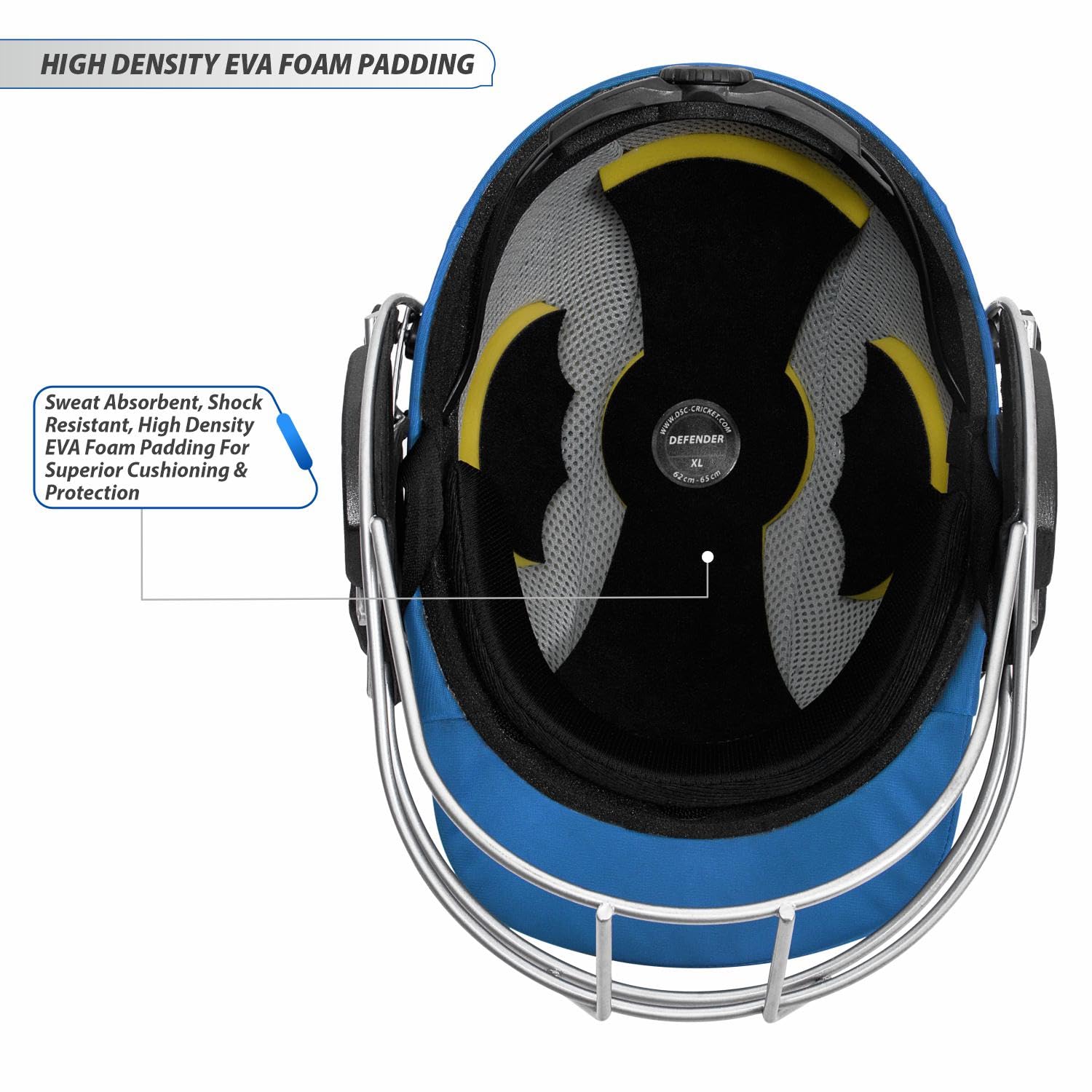 DSC DEFENDER Cricket Helmet for Men & Boys (Adjustable Steel Grill | Back Support Strap | Light Weight | size:Extra Large (Royal Blue) 2