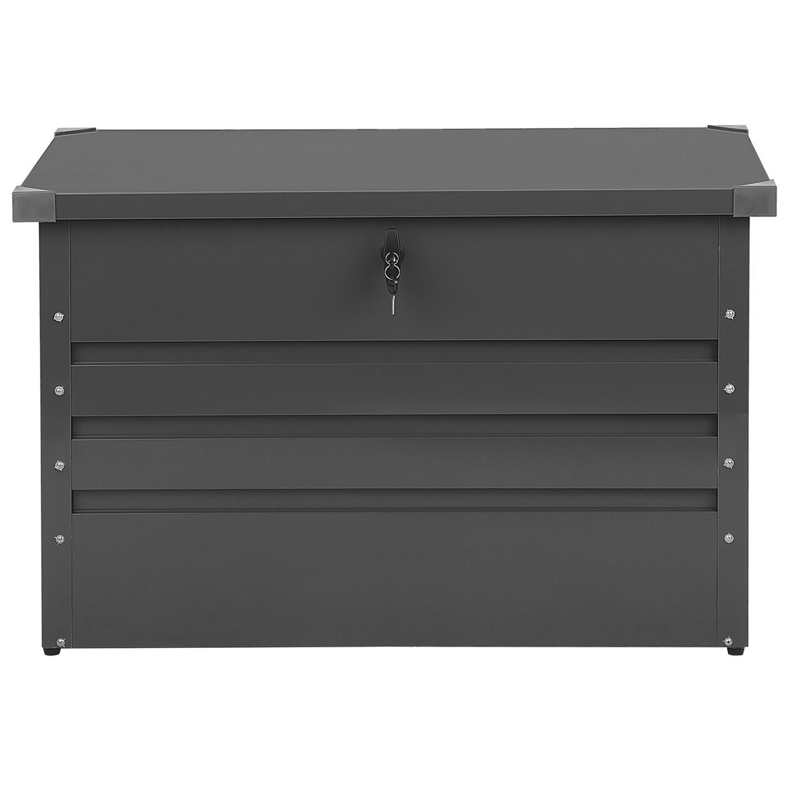 Beliani Coffre de Rangement Extérieur Acier Galvanisé 300 Litres 100 x 62 cm Gris Foncé