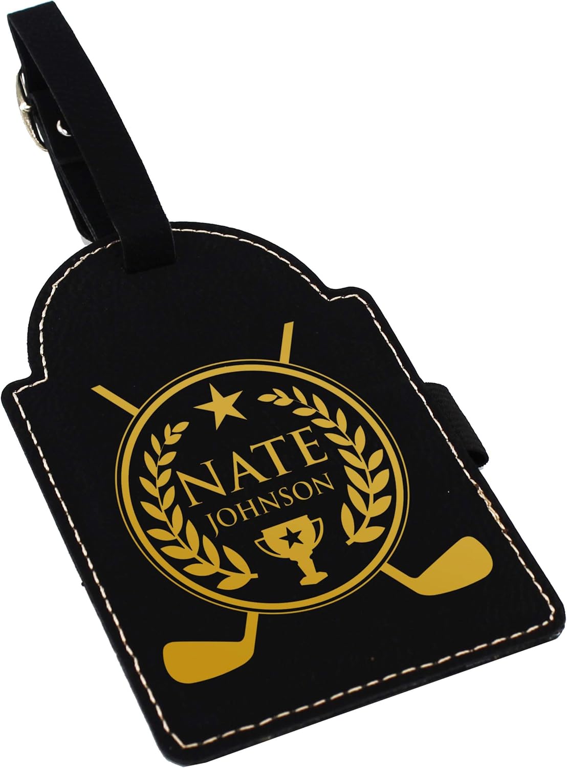 The Wedding Party Store Custom Engraved Golf Luggage and Bag Tag - Personalized Golfing Accessories Gift for Golfer, Mom, Dad, Him, Her (Black with Gold)