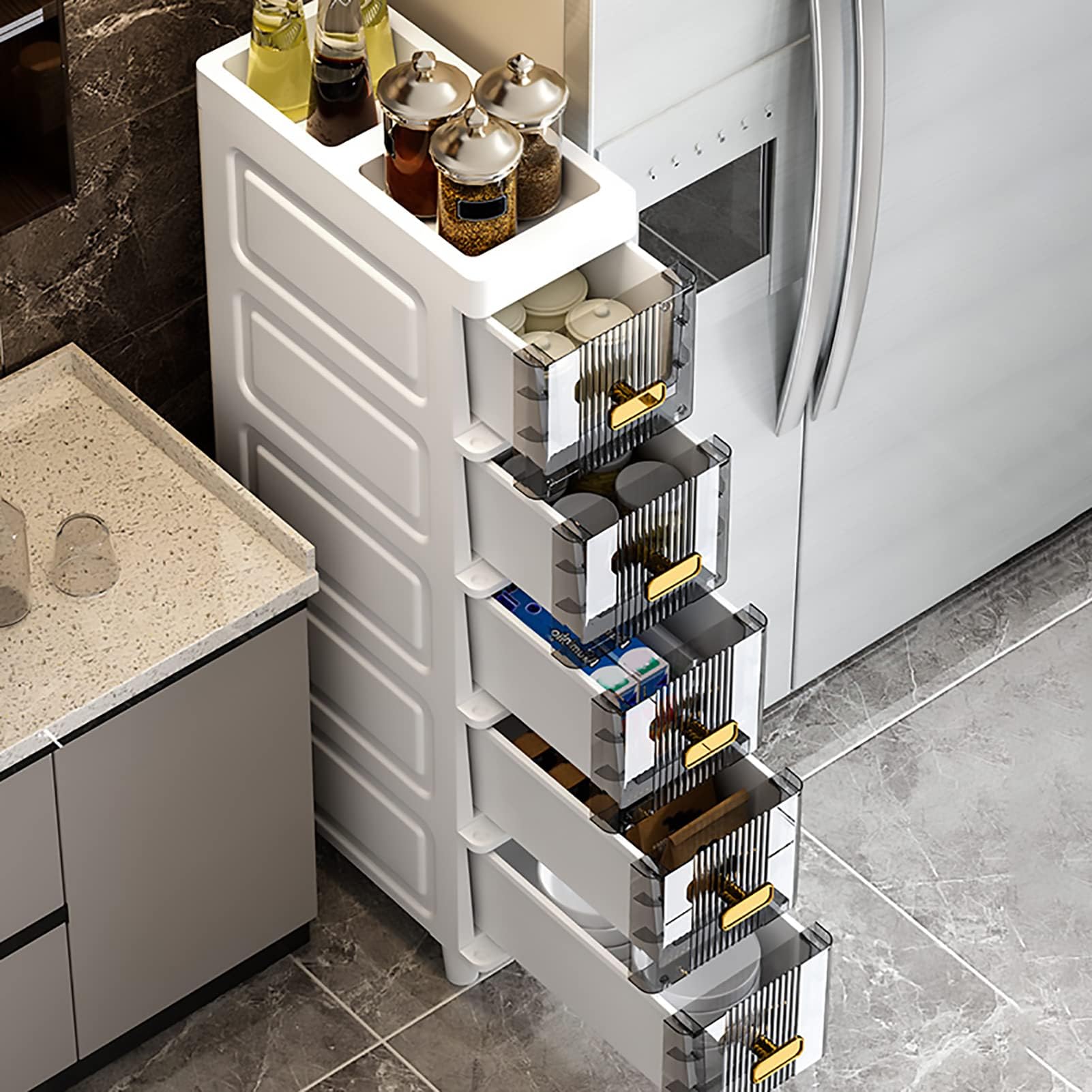 S Vertical B - Armadietto con 6 cassetti alti per camera da letto e B