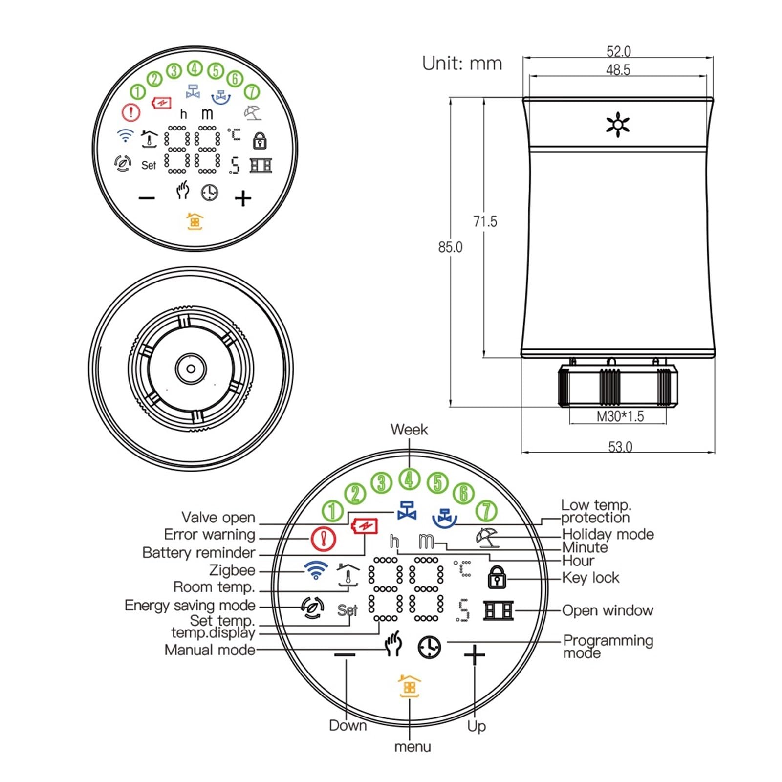 3.0 TRV Termostat Tuya Siłownik Grzejnikowy Zawór Inteligentny Programowalny Regulator Temperatury Informacja O ZgodnośCi(1Pcs Black Valve)