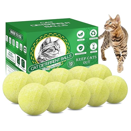 10Pack Cat Repellent Outdoor & Indoor: Natural Cat Deterrent Essential Oils Ball-Natural Extract Essential Oil, Anti Cat Scratch for Furniture, Keep Cats Off Yard Garden Lawn Plants Trash Can (10Pcs)