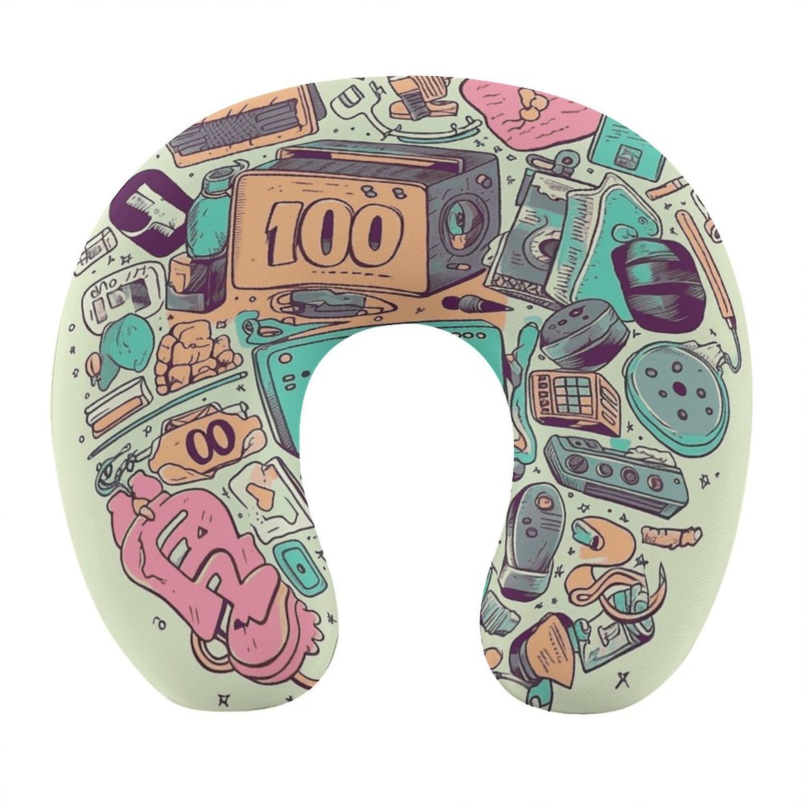 Btcowzrv Style I Love The 90S Illustration U Shaped Neck Pillow Travel Pillows