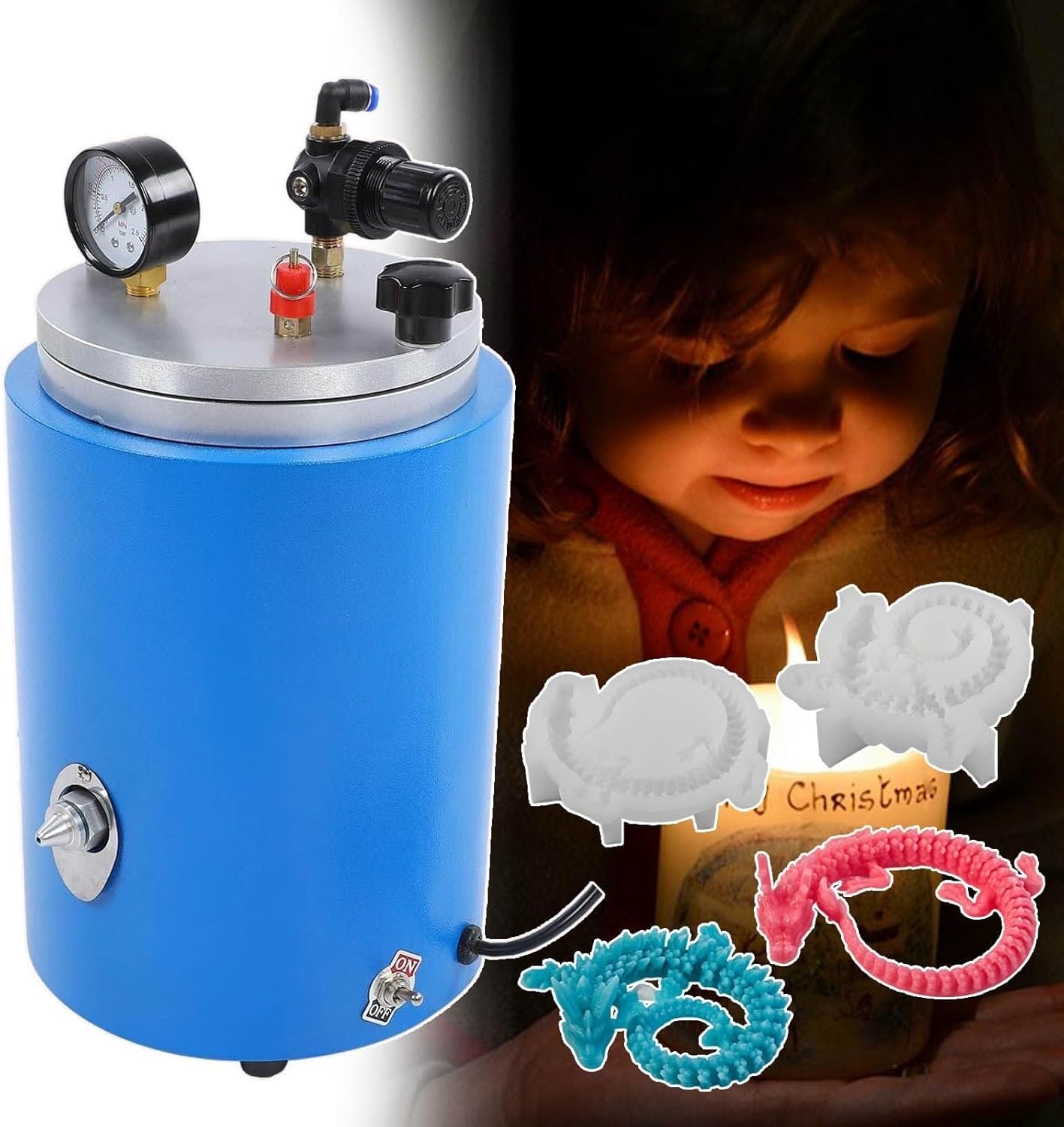 Wax Injector Wax Molding Machine,Jewelry Tool,500W 2.2L Large Capacity,Pressure Gauge & Pressure Regulating Valve,Suitable for Precise Wax Casting