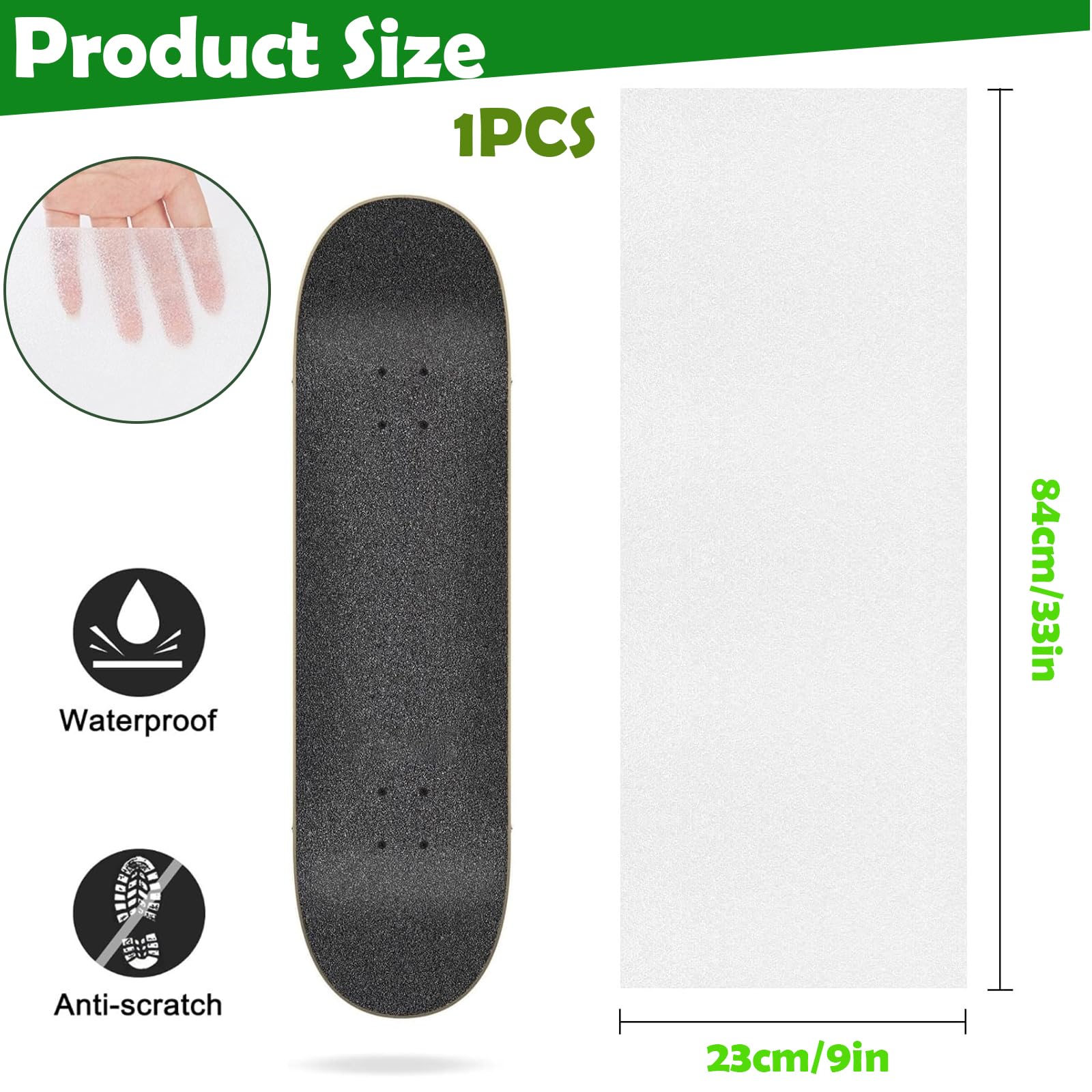 Sangle de Skateboard Transparente 33x9 Pouces Antidérapante Imperméable Grip pour Skateboard Longboard
