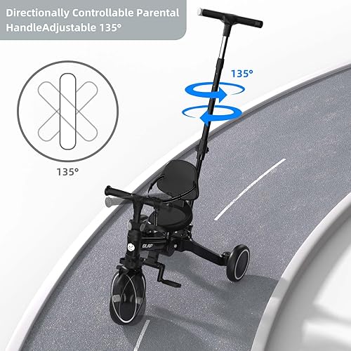 Vista 7 de Glaf Triciclo para Niños Pequeños 1-3 Bicicleta para Niños Pequeños con Mango de Empuje 2-4 Años Bicicleta de Bebé Juguete para Niños y Niñas de 1