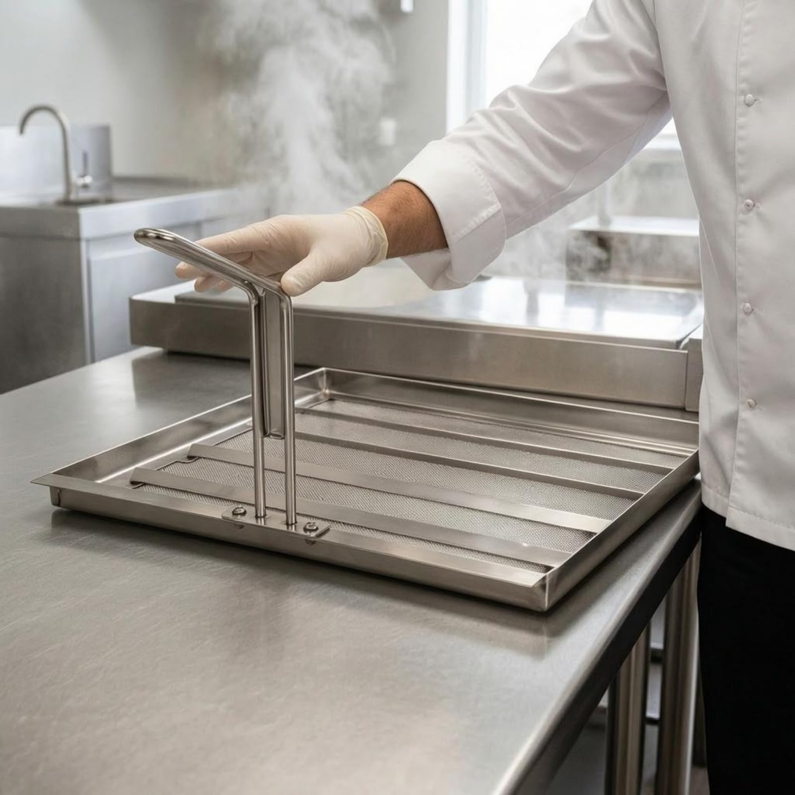 Espumadera Rectangular Acero Inoxidable 304 Espumadera Comercial Asa Larga Utensilio Culinario para Restaurante