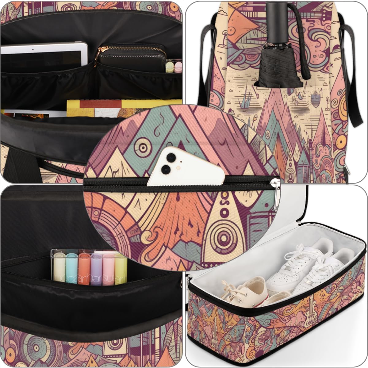 QsirBC Music Design Theme Gym Bag for Women Duffle Tote with Shoes Compartment Men Weekender Duffel for Dance Travel Sports Swimming Overnight