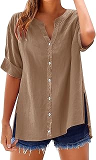 Camiseta sin mangas para mujer, holgada, color liso, cuello de manga, casual, para mujer, versión grande, blusas