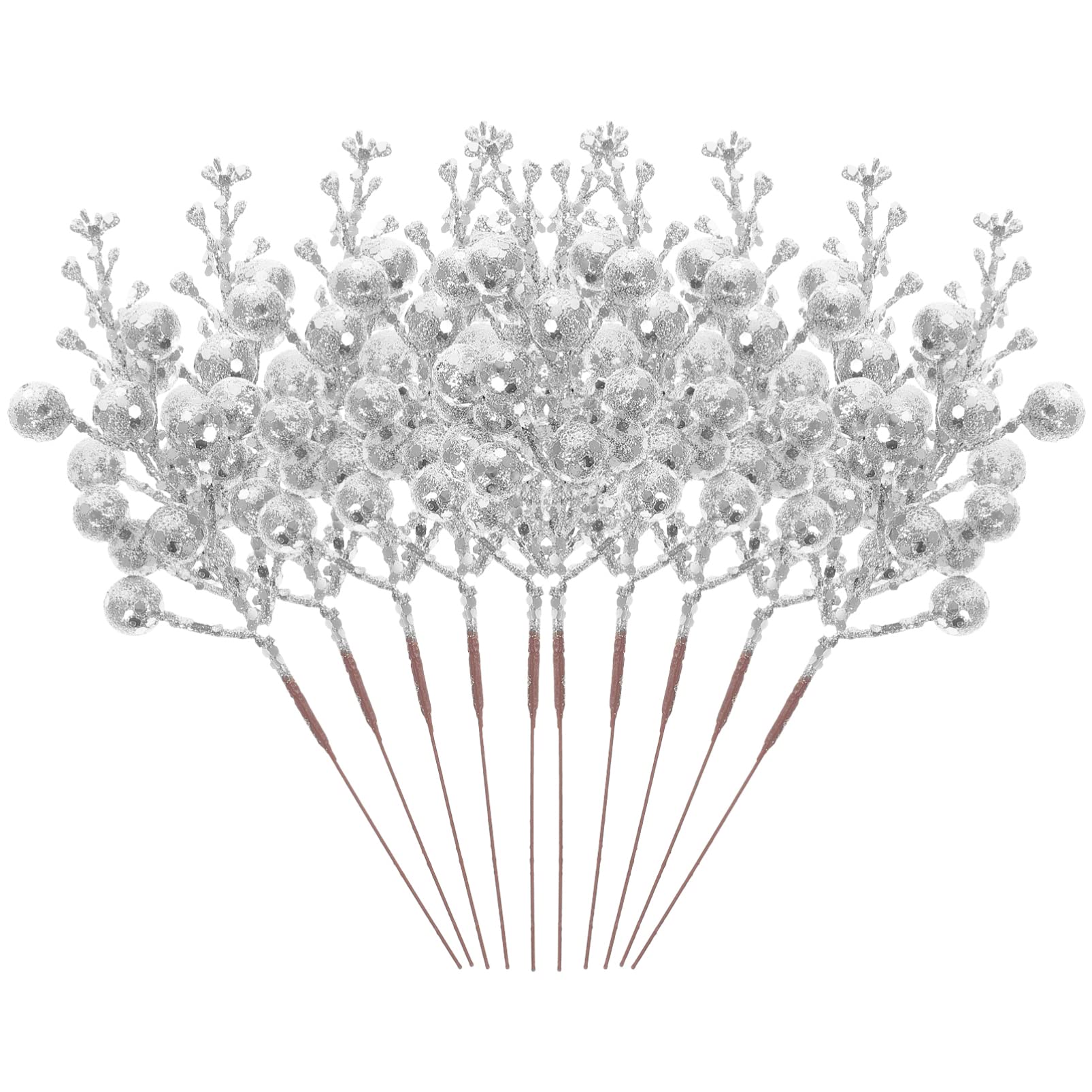 HOMSFOU Bacche Artificiali Natalizie Glitterate 10 Pezzi Rami Decorativi Per Alberi Di Natale e Ghirlande Decorazioni Per Feste a Tema Natalizio