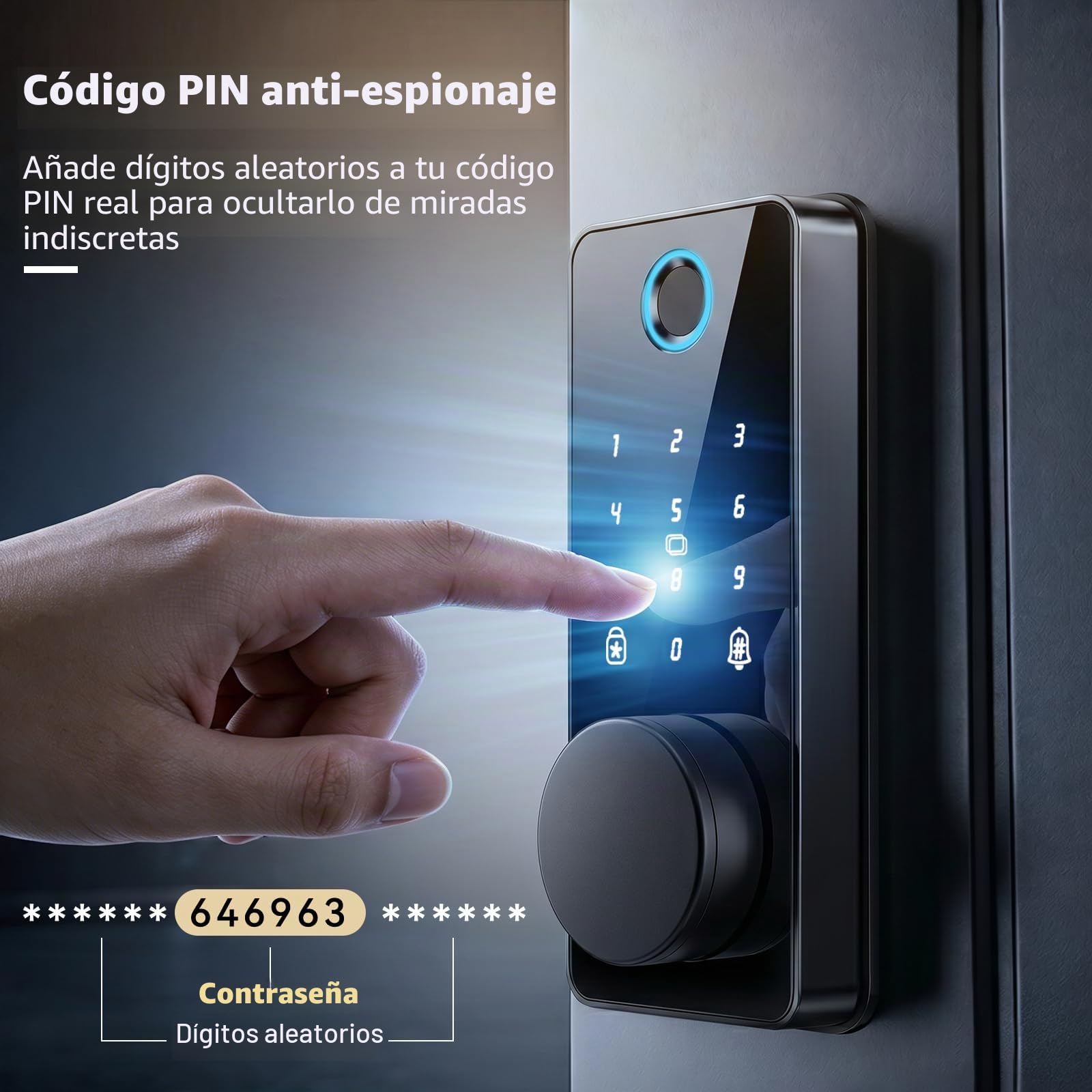 Biquole Cerradura inteligente para puerta delantera, cerradura de puerta de entrada sin llave con teclado, cerraduras electrónicas digitales con huella dactilar, control de aplicación por Bluetooth