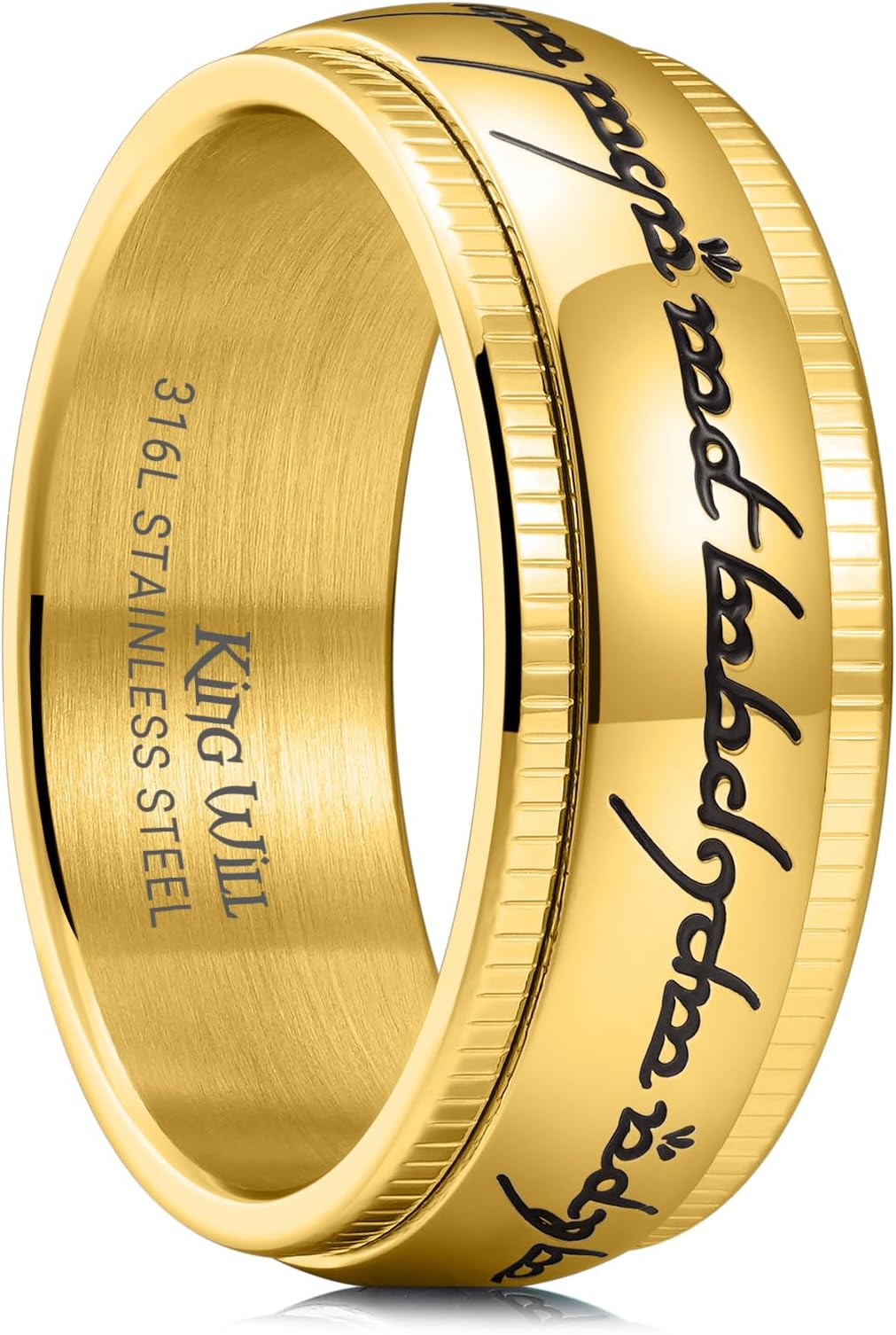 King Will Men's Wedding Rings - One Magic Power Ring, Silver/Gold/Black, Comfort Fit, Size 7-14