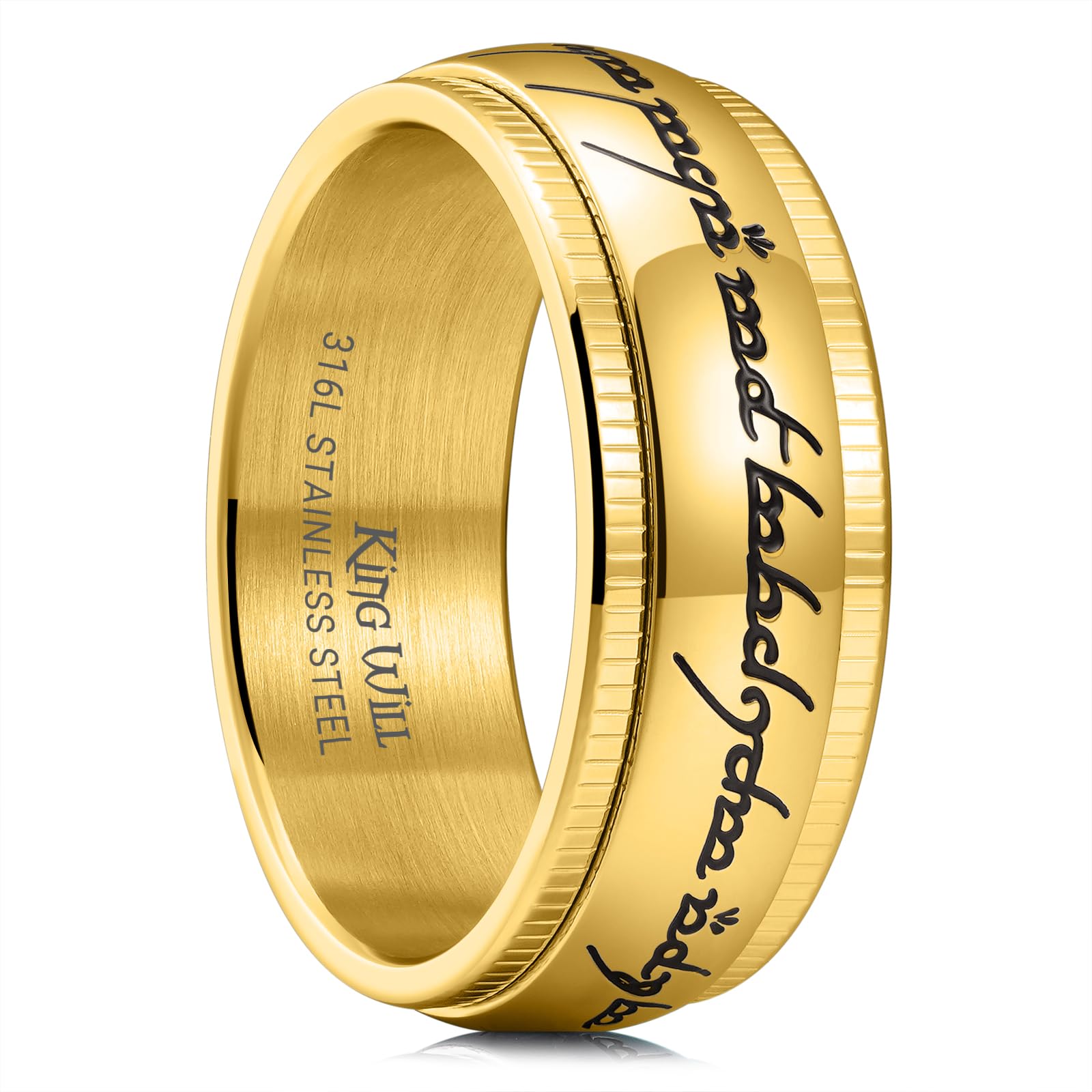 King Will Men's Wedding Rings - One Magic Power Ring, Silver/Gold/Black, Comfort Fit, Size 7-14