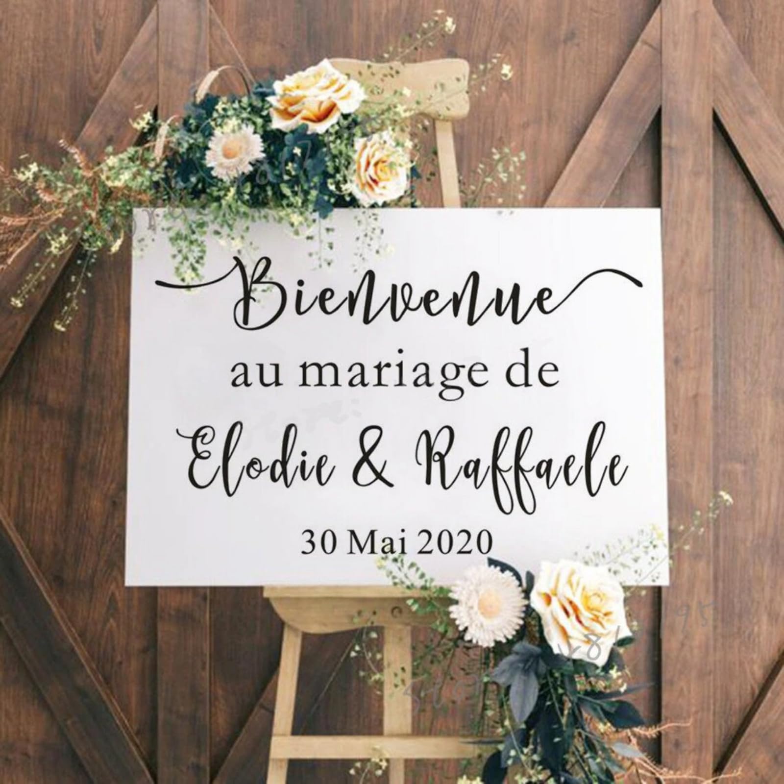 Autocollant mural personnalisé pour mariage - Panneau Bienvenue Mariage