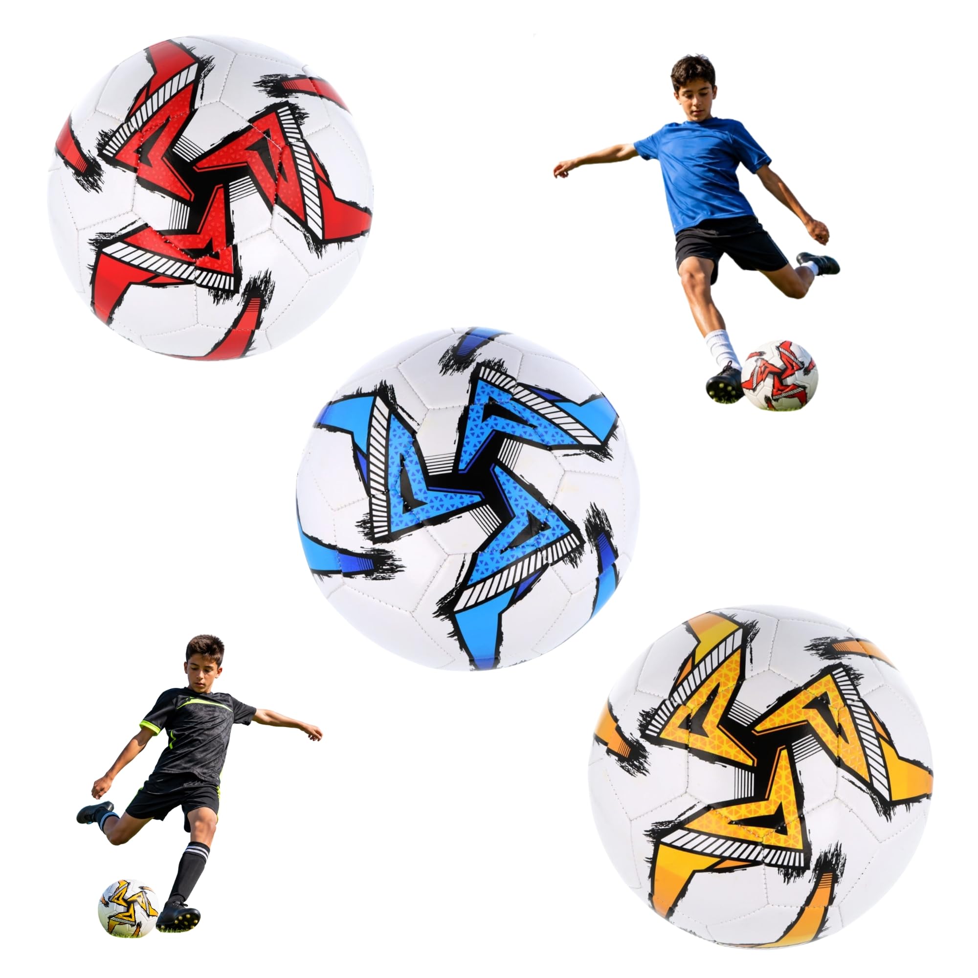 SRV Hub Size 5 Football, 1x Random White Contrast Design, 32 Panel Soccer Ball, Ready to Play, Football Training Ball for Match Practice, School PE, Garden & Outdoor Games